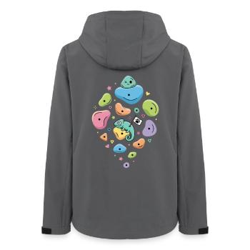 Drôle d’aventure caméléon en escalade sur roche - Veste softshell femme recyclée Stanley/Stella - charbon - Dos - AI Model Female 172 light (172cm)