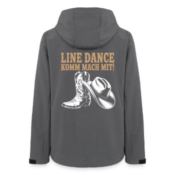 Danse en ligne Venez nous rejoindre ! Bottes western au chapeau de cowboy - Veste softshell femme recyclée Stanley/Stella - charbon - Dos - AI Model Female 172 light (172cm)