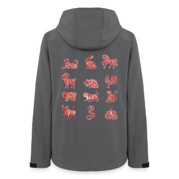 Chinese New Year Chinese Zodiac Animal Sign Floral - Women’s Recycled Softshell Jacket by Stanley/Stella - anthracite - Back - AI Model Female 172 light (172cm)