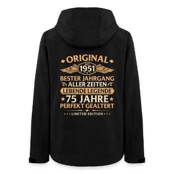 Birthday born 1951 - 75 years - Women’s Recycled Softshell Jacket by Stanley/Stella - black - Back - AI Model Female 172 light (172cm)