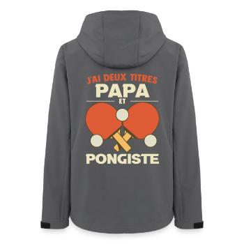 Papa Ping-Pong Tennis De Table Fête Des Pères  - Veste softshell femme recyclée Stanley/Stella - charbon - Dos - AI Model Female 172 light (172cm)