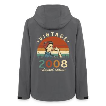 2008 Retro-Ehefrau-Geburtstagsgeschenk - Frauen Recycelte Softshelljacke von Stanley/Stella - Anthrazit - Hinten - AI Model Female 172 light (172cm)