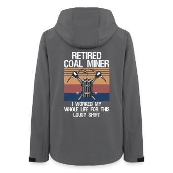 Coal Miner Retired Funny Mining Mine Worker Gifts - Women’s Recycled Softshell Jacket by Stanley/Stella - anthracite - Back - AI Model Female 172 light (172cm)
