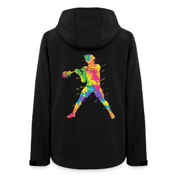 Lacrosse Spieler Bunt Herren Lacrosse Jungen - Frauen Recycelte Softshelljacke von Stanley/Stella - Schwarz - Hinten - AI Model Female 172 light (172cm)