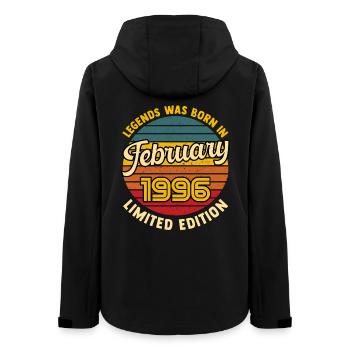 Legend Born In February 1996 30 Years Anniversary - Women’s Recycled Softshell Jacket by Stanley/Stella - black - Back - AI Model Female 172 light (172cm)