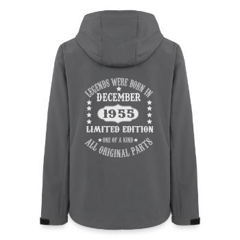 Les légendes sont nées en décembre 1955 - Veste softshell femme recyclée Stanley/Stella - charbon - Dos - AI Model Female 172 light (172cm)