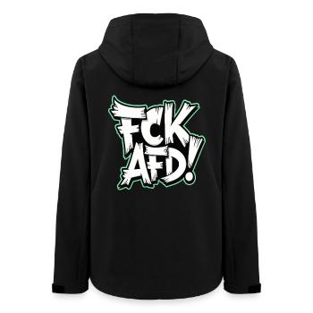 FCK AFD political statement against the right wing - Women’s Recycled Softshell Jacket by Stanley/Stella - black - Back - AI Model Female 172 light (172cm)