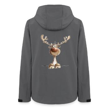 Lustiges Rentier Cartoon Motiv Weihnachten - Frauen Recycelte Softshelljacke von Stanley/Stella - Anthrazit - Hinten - AI Model Female 172 light (172cm)