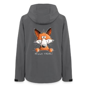 Funny Fox Hello Da Cartoon Saying - Women’s Recycled Softshell Jacket by Stanley/Stella - anthracite - Back - AI Model Female 172 light (172cm)