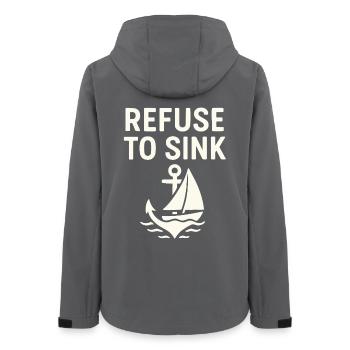 Refuse to Sink – Maritime Typo Sea Sailing Boat - Women’s Recycled Softshell Jacket by Stanley/Stella - anthracite - Back - AI Model Female 172 light (172cm)