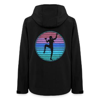Bouldern Kletterer Retro Frauen Mädchen Berge  - Frauen Recycelte Softshelljacke von Stanley/Stella - Schwarz - Hinten - AI Model Female 172 light (172cm)