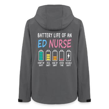 Emergency Nurse Battery Level Levels Humor - Women’s Recycled Softshell Jacket by Stanley/Stella - anthracite - Back - AI Model Female 172 light (172cm)