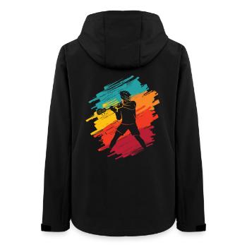 Lacrosse Spieler Retro Kinder Herren Lacrosse - Frauen Recycelte Softshelljacke von Stanley/Stella - Schwarz - Hinten - AI Model Female 172 light (172cm)