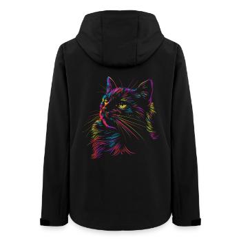 Bunte Katzenkunst im Skizzenstil - Frauen Recycelte Softshelljacke von Stanley/Stella - Schwarz - Hinten - AI Model Female 172 light (172cm)
