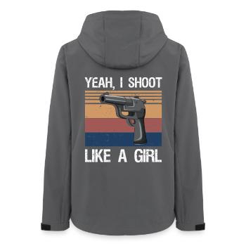 Yeah I Shoot Like A Girl - Frauen Recycelte Softshelljacke von Stanley/Stella - Anthrazit - Hinten - AI Model Female 172 light (172cm)