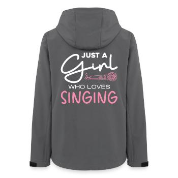 Girl Loves Singing – Microphone Motif - Women’s Recycled Softshell Jacket by Stanley/Stella - anthracite - Back - AI Model Female 172 light (172cm)