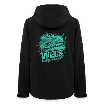 Poisson-chat / Silure glane – Le géant des profondeurs - Veste softshell femme recyclée Stanley/Stella - noir - Dos - AI Model Female 172 light (172cm)