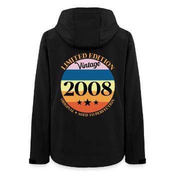 2008 Vintage-Geburtstagsgeschenk - Frauen Recycelte Softshelljacke von Stanley/Stella - Schwarz - Hinten - AI Model Female 172 light (172cm)