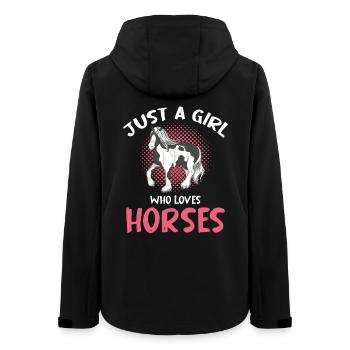 Girl Loves Horses Motif - Women’s Recycled Softshell Jacket by Stanley/Stella - black - Back - AI Model Female 172 light (172cm)