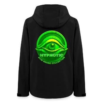Hypnotic Eye 3D Acid House Techno Rave Glitch - Frauen Recycelte Softshelljacke von Stanley/Stella - Schwarz - Hinten - AI Model Female 172 light (172cm)