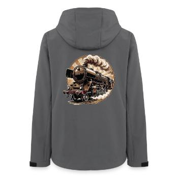 Vintage Dampflok Power - Frauen Recycelte Softshelljacke von Stanley/Stella - Anthrazit - Hinten - AI Model Female 172 light (172cm)