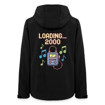 Retro Pixel Design – Loading 2000 - Women’s Recycled Softshell Jacket by Stanley/Stella - black - Back - AI Model Female 172 light (172cm)