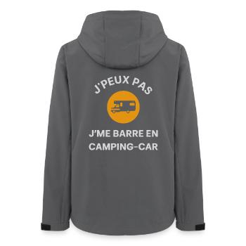 Ich kann nicht, ich lasse es in einem Campervan-Humorcamp - Frauen Recycelte Softshelljacke von Stanley/Stella - Anthrazit - Hinten - AI Model Female 172 light (172cm)