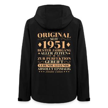 Original 1951 Vintage Birthday 75 Years - Women’s Recycled Softshell Jacket by Stanley/Stella - black - Back - AI Model Female 172 light (172cm)