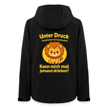 lustiger spruch löwe, unter druck funktioniere ich - Frauen Recycelte Softshelljacke von Stanley/Stella - Schwarz - Hinten - AI Model Female 172 light (172cm)