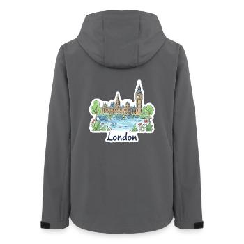 London Skyline Big Ben Parliament Bridge Kunst - Frauen Recycelte Softshelljacke von Stanley/Stella - Anthrazit - Hinten - AI Model Female 172 light (172cm)
