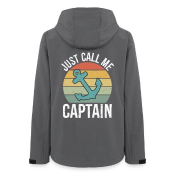 Retro Vintage Boat Just Call Me Captain - Frauen Recycelte Softshelljacke von Stanley/Stella - Anthrazit - Hinten - AI Model Female 172 light (172cm)