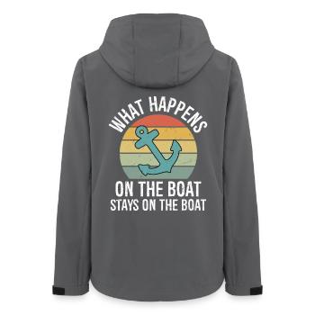 What Happens On The Boat Stays On The Boat - Frauen Recycelte Softshelljacke von Stanley/Stella - Anthrazit - Hinten - AI Model Female 172 light (172cm)