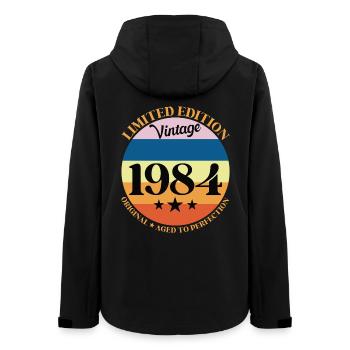 1984 Vintage Birthday Gift 84 Birthday - Women’s Recycled Softshell Jacket by Stanley/Stella - black - Back - AI Model Female 172 light (172cm)