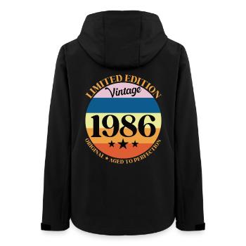 1986 Vintage Birthday Gift 86 Birthday - Women’s Recycled Softshell Jacket by Stanley/Stella - black - Back - AI Model Female 172 light (172cm)