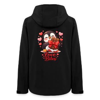 Penguin with Chocolate Heart Love Valentine's Day - Women’s Recycled Softshell Jacket by Stanley/Stella - black - Back - AI Model Female 172 light (172cm)