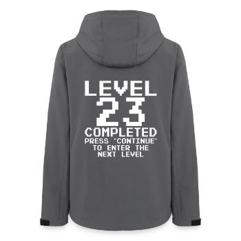 Level 23 Abgeschlossen Pixelabzeichen - Frauen Recycelte Softshelljacke von Stanley/Stella - Anthrazit - Hinten - AI Model Female 172 light (172cm)
