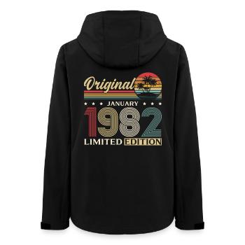 44. Geburtstag Original Januar Jahrgang 1982 - Frauen Recycelte Softshelljacke von Stanley/Stella - Schwarz - Hinten - AI Model Female 172 light (172cm)