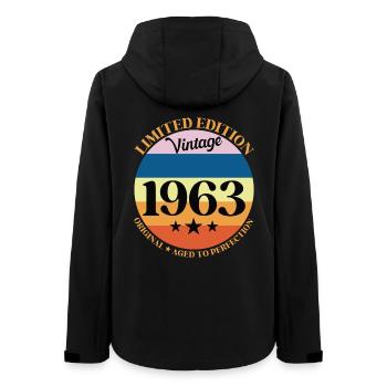 1963 Anniversaire Vintage Cadeau d'Anniversaire 63 - Veste softshell femme recyclée Stanley/Stella - noir - Dos - AI Model Female 172 light (172cm)