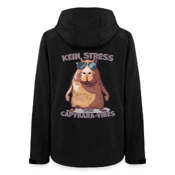 Capybara Saying No Stress Only Vibes - Women’s Recycled Softshell Jacket by Stanley/Stella - black - Back - AI Model Female 172 light (172cm)