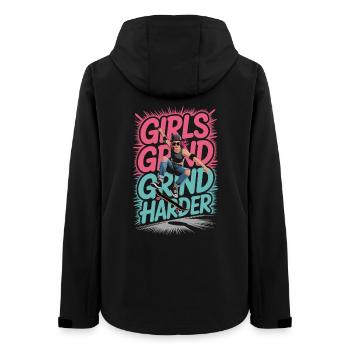 Girls Skate Grind Harder Spruch Design - Frauen Recycelte Softshelljacke von Stanley/Stella - Schwarz - Hinten - AI Model Female 172 light (172cm)