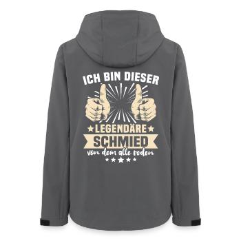 Schmied Sprüche - Frauen Recycelte Softshelljacke von Stanley/Stella - Anthrazit - Hinten - AI Model Female 172 light (172cm)