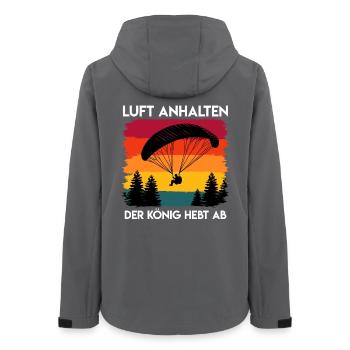 Gleitschirmflug LUFT ANHALTEN DER KÖNIG HEBT AB - Frauen Recycelte Softshelljacke von Stanley/Stella - Anthrazit - Hinten - AI Model Female 172 light (172cm)