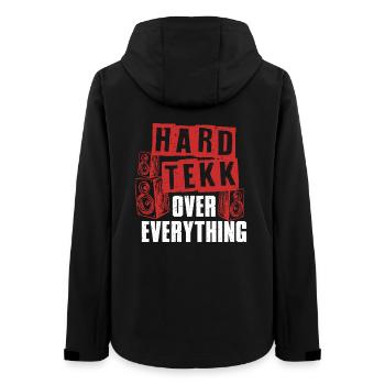 Hardtekk Over Everything Tekke Ostdeutschland - Frauen Recycelte Softshelljacke von Stanley/Stella - Schwarz - Hinten - AI Model Female 172 light (172cm)