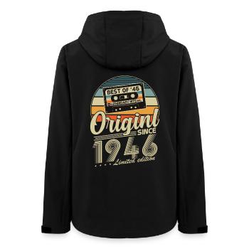 Original 1946 Vintage Anniversaire Rétro - Veste softshell femme recyclée Stanley/Stella - noir - Dos - AI Model Female 172 light (172cm)