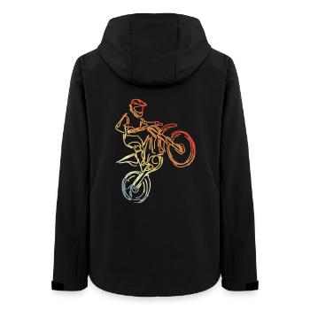 Dessin de pilotes de motocross - Veste softshell femme recyclée Stanley/Stella - noir - Dos - AI Model Female 172 light (172cm)