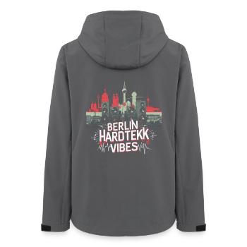 Berlin Hardtekk Vibes Tekke Ostdeutschland - Frauen Recycelte Softshelljacke von Stanley/Stella - Anthrazit - Hinten - AI Model Female 172 light (172cm)
