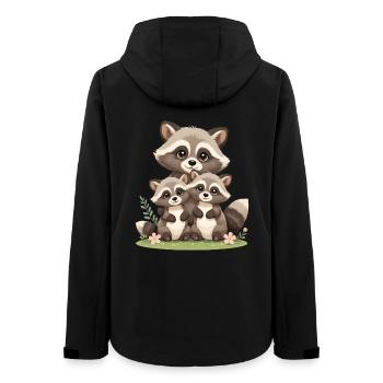 Raccoon Familien Trio Illustration - Frauen Recycelte Softshelljacke von Stanley/Stella - Schwarz - Hinten - AI Model Female 172 light (172cm)