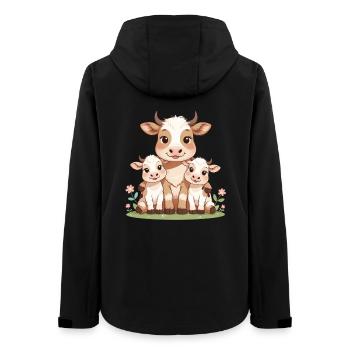 Kuhfamilie im Frühlingslicht - Frauen Recycelte Softshelljacke von Stanley/Stella - Schwarz - Hinten - AI Model Female 172 light (172cm)