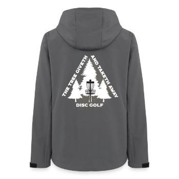 Disc Golf: Der Baum gibt und nimmt weg - Frauen Recycelte Softshelljacke von Stanley/Stella - Anthrazit - Hinten - AI Model Female 172 light (172cm)