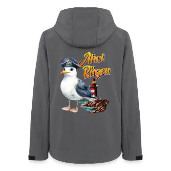 Vacances en mer Baltique AHOI RÜGEN Fun - Veste softshell femme recyclée Stanley/Stella - charbon - Dos - AI Model Female 172 light (172cm)